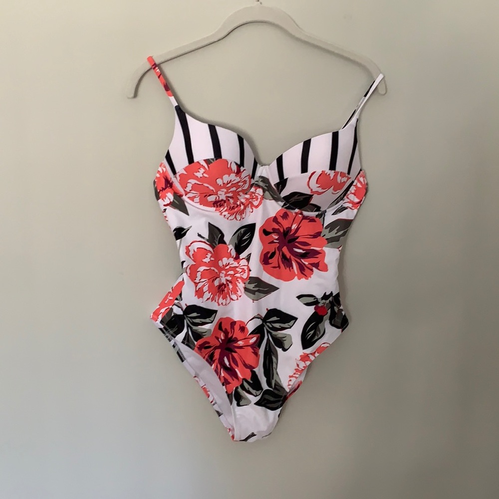 Floral one piece bathing suit